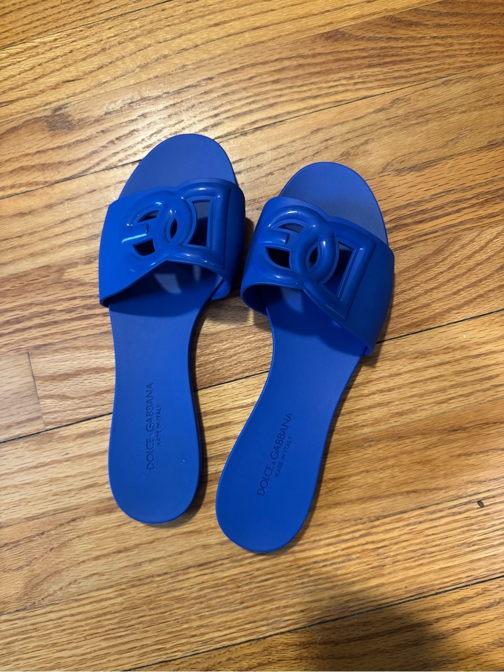Dolce & Gabbana  Blue Logo Slide Sandals